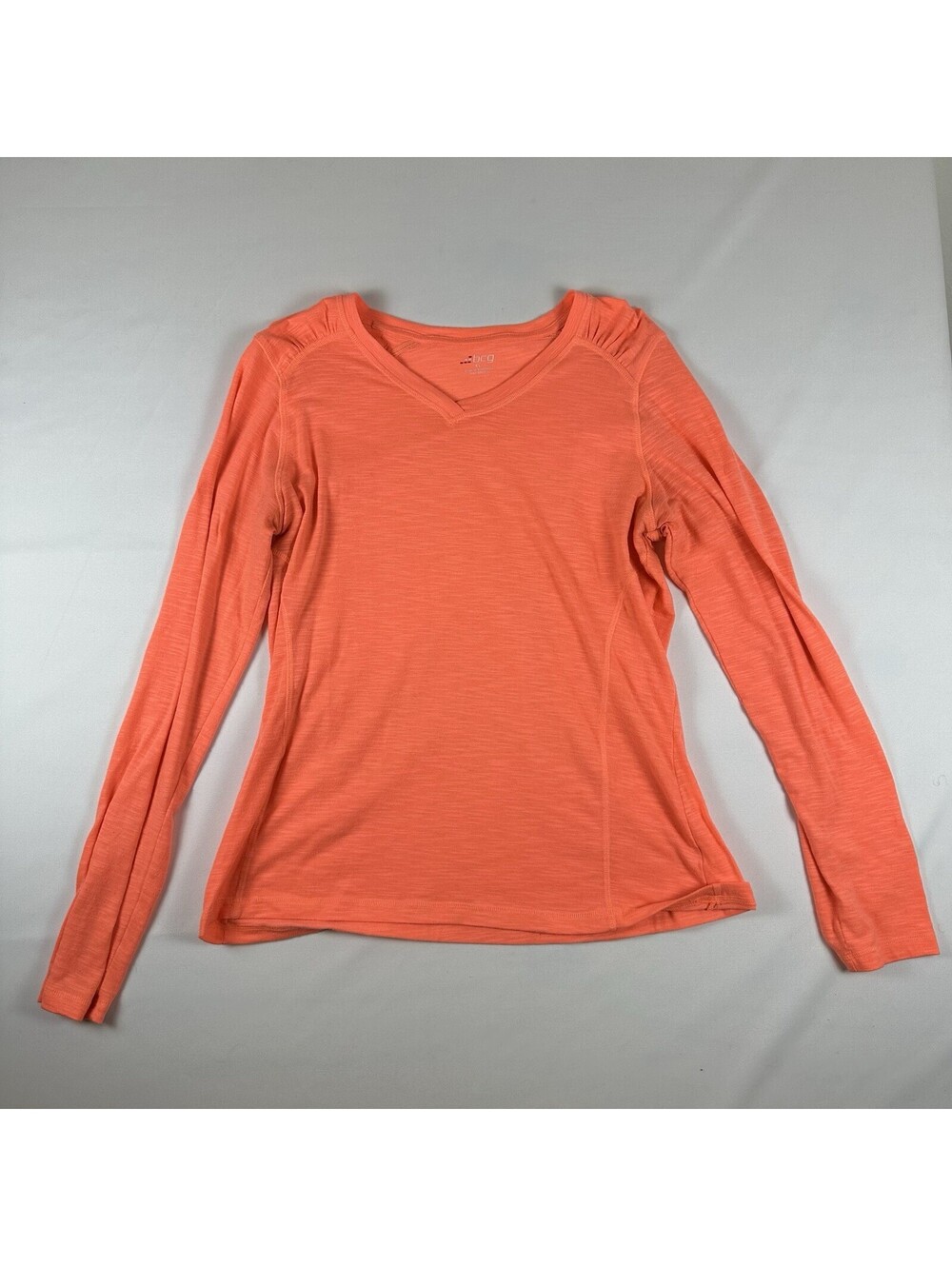 BCG V-Neck Long Sleeve Shirt Womens XL Orange Heathered Athletic Ruched Top